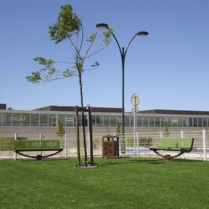 panca pubblica / moderna / in acciaio / con schienale