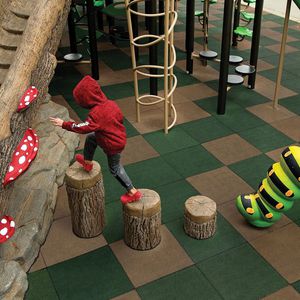 pavimento a quadrotte / in gomma riciclata / per parco giochi / aspetto cemento colorato