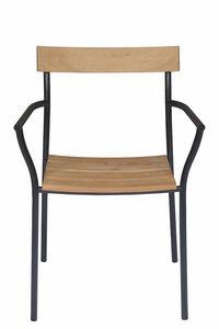 sedia moderna / con braccioli / impilabile / in teak