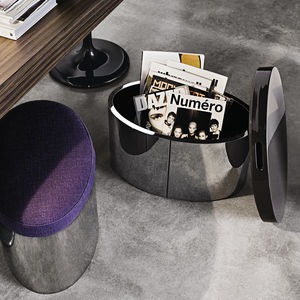 pouf moderno / in pelle / in acciaio / con contenitore