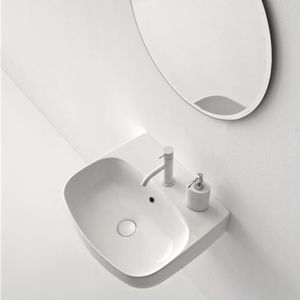 lavabo sospeso / ovale / in ceramica / moderno