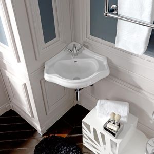 lavabo sospeso / d'angolo / in ceramica / classico