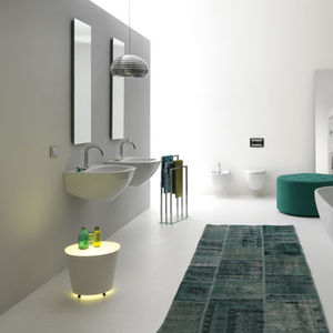lavabo sospeso / in ceramica / moderno / con specchio regolabile