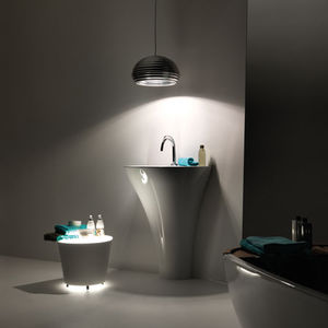 lavabo da terra / in ceramica / moderno / con specchio regolabile