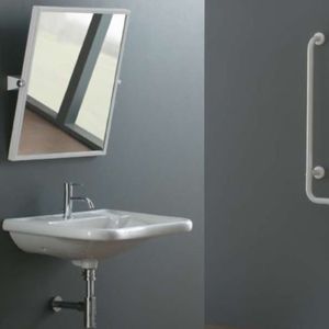lavabo sospeso / in ceramica / moderno / per disabili