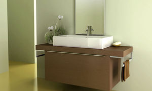 mobile lavabo in legno / sospeso / moderno / con specchio