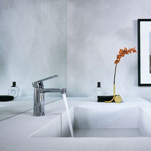 miscelatore per lavabo / in metallo cromato / da bagno / 1 foro
