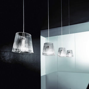 lampada a sospensione / moderna / in metallo cromato / in vetro soffiato