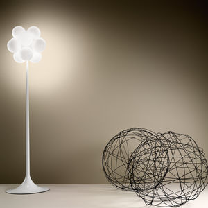 lampada da terra / design originale / in metallo / in vetro