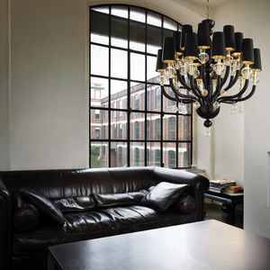 lampadario moderno / in vetro / in seta / alogeno