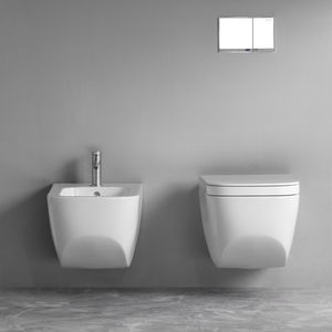WC sospeso / in ceramica / senza brida