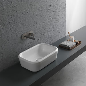 lavabo da appoggio / rettangolare / in ceramica / moderno