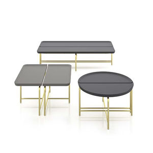 tavolino basso moderno / in metallo / in legno laccato / tondo