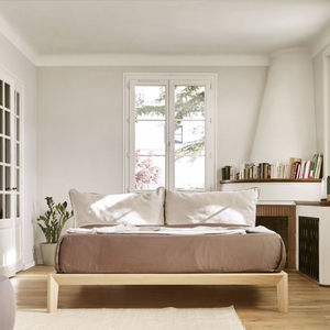 letto matrimoniale / moderno / con testiera / in quercia