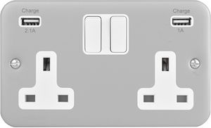 presa USB / doppia / da parete / in metallo
