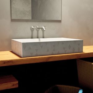 lavabo da appoggio / rettangolare / in calcestruzzo / moderno