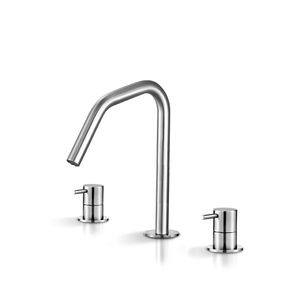 miscelatore doppio comando per lavabo / da appoggio / in acciaio inox / da bagno