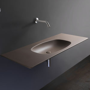 lavabo sospeso / rettangolare / in ceramica / moderno