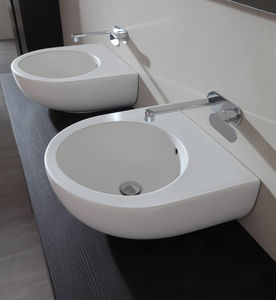 lavabo doppio / da appoggio / tondo / in ceramica