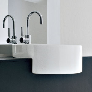 lavabo da semincasso / tondo / in ceramica / moderno