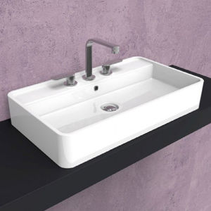 lavabo da appoggio / rettangolare / in ceramica / moderno