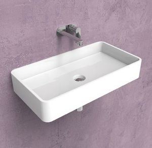 lavabo sospeso / rettangolare / in ceramica / moderno