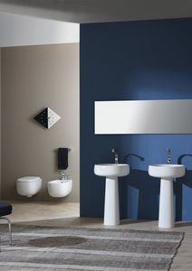 lavabo da terra / rotondo / in ceramica / moderno