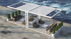 pergola autoportante / in alluminio / in acciaio / con coperture scorrevoli in tela