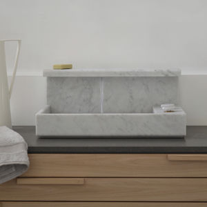 lavabo da appoggio / rettangolare / in marmo / design originale