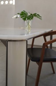 tavolo da pranzo moderno / in ottone / in onice / rettangolare