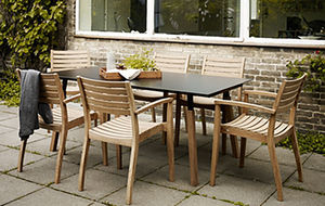 tavolo da pranzo moderno / in teak / in laminato / rettangolare