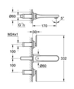 miscelatore doppio comando per lavabo / da parete / in metallo cromato / da bagno