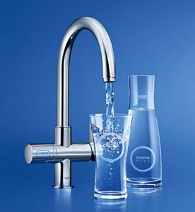 miscelatore in metallo cromato / da cucina / 1 foro / con purificatore d'acqua