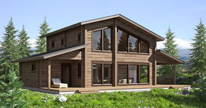 casa prefabbricata / moderna / in legno massiccio / con terrazza