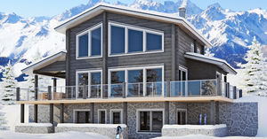 casa prefabbricata / moderna / in legno massiccio / con terrazza