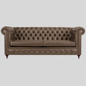 divano chesterfield / in tessuto / 2 posti / marrone