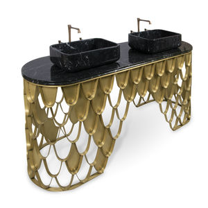 mobile lavabo doppio / da appoggio / in metallo / design