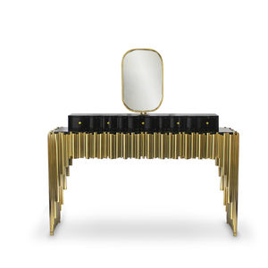 consolle design originale / in ottone / rettangolare / con cassetti