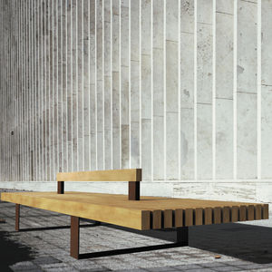 panca pubblica / in legno / con schienale / con braccioli