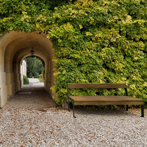 panca pubblica / moderna / in legno esotico / in acciaio galvanizzato