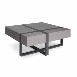 tavolino basso moderno / in MDF laccato / quadrato / da interno