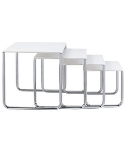 tavolino estraibile moderno / in laminato / in metallo cromato / quadrato
