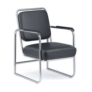 sedia visitatore design Bauhaus / imbottita / con braccioli / a slitta