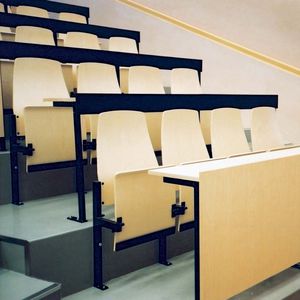 sedia per auditorium in compensato stampato / in metallo / con tavoletta