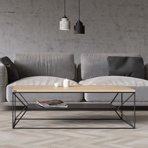 tavolino basso design scandinavo / in quercia / in MDF laccato / in acciaio con rivestimento a polvere