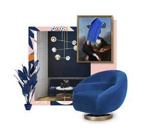 poltrona moderna / in velluto / in ottone lucidato / girevole