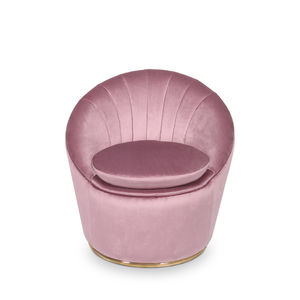 poltrona moderna / in velluto / in ottone lucidato / rosa