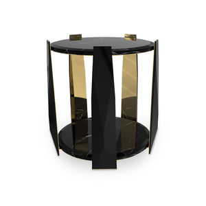 tavolo d'appoggio moderno / in legno / in ottone / in ottone lucidato