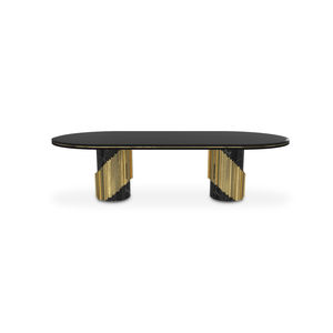 tavolo da pranzo moderno / in ottone lucidato / in legno laccato / in marmo