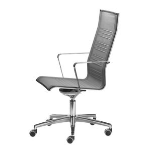 poltrona da ufficio moderna / a rete / in alluminio / con rotelle